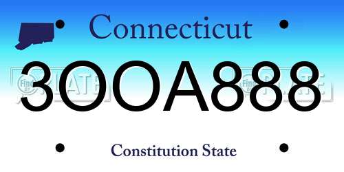 3OOA888 Connecticut License Plate