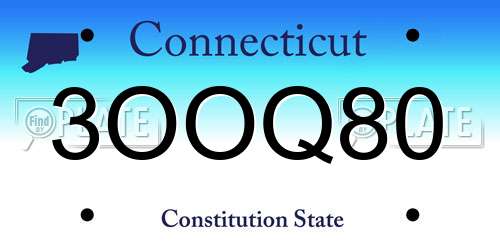 3OOQ80 Connecticut License Plate