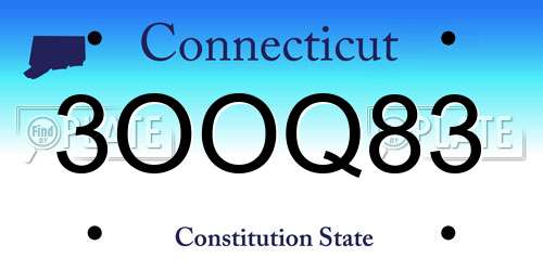 3OOQ83 Connecticut License Plate