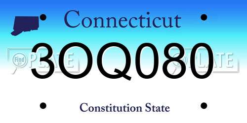 3OQ080 Connecticut License Plate
