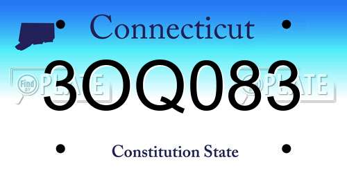 3OQ083 Connecticut License Plate