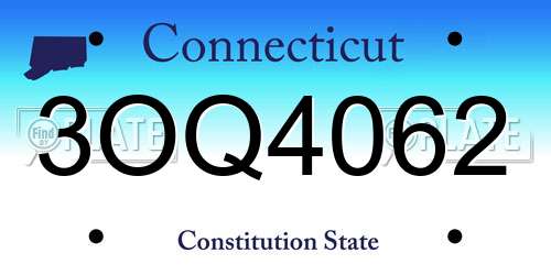 3OQ4062 Connecticut License Plate