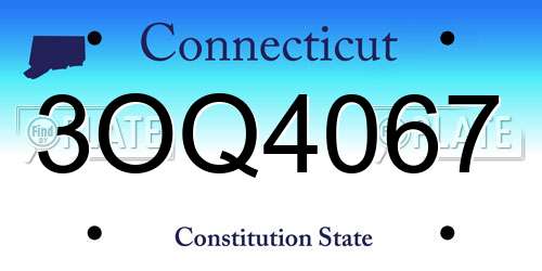 3OQ4067 Connecticut License Plate