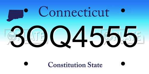 3OQ4555 Connecticut License Plate