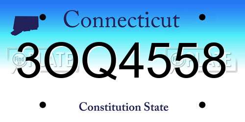 3OQ4558 Connecticut License Plate