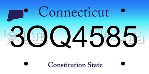3OQ4585 Connecticut License Plate