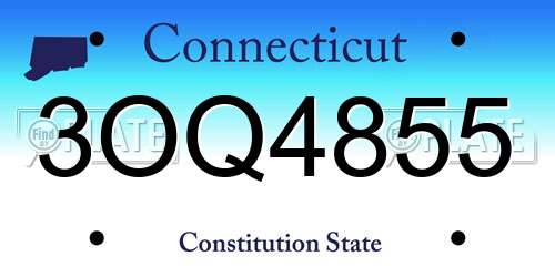 3OQ4855 Connecticut License Plate