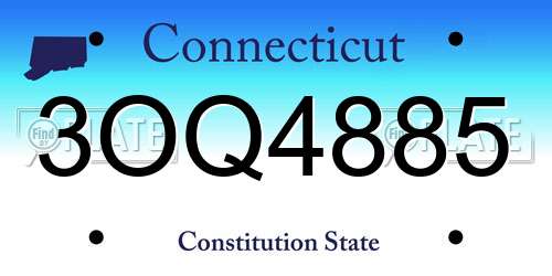 3OQ4885 Connecticut License Plate