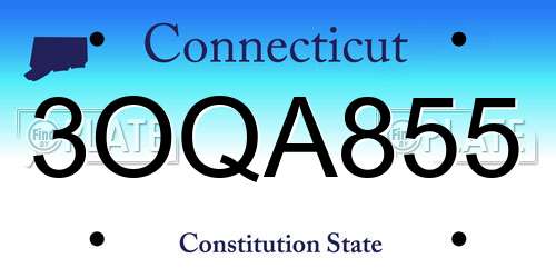 3OQA855 Connecticut License Plate
