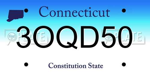 3OQD50 Connecticut License Plate