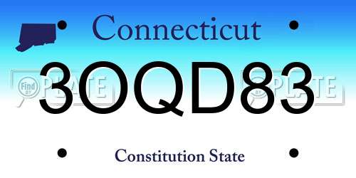 3OQD83 Connecticut License Plate