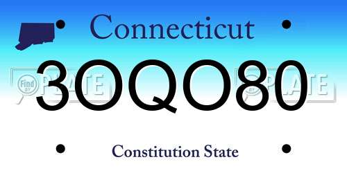3OQO80 Connecticut License Plate