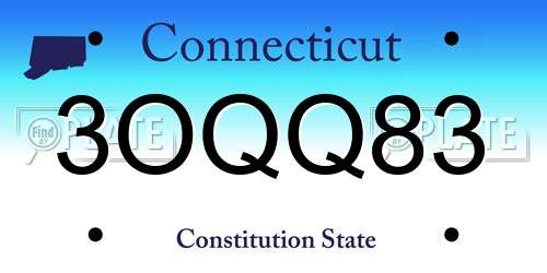 3OQQ83 Connecticut License Plate