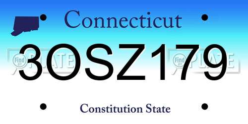 3OSZ179 Connecticut License Plate