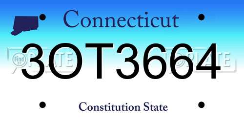 3OT3664 Connecticut License Plate