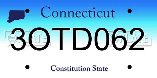 3OTD062 Connecticut License Plate