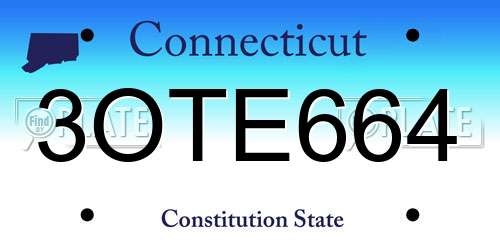 3OTE664 Connecticut License Plate