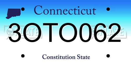 3OTO062 Connecticut License Plate