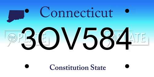 3OV584 Connecticut License Plate