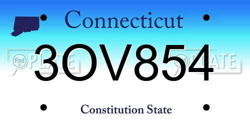 3OV854 Connecticut License Plate