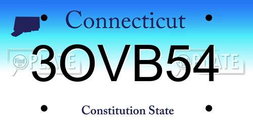 3OVB54 Connecticut License Plate