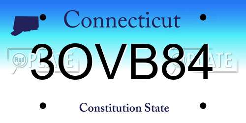 3OVB84 Connecticut License Plate