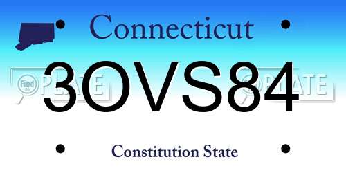 3OVS84 Connecticut License Plate