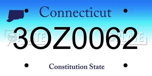 3OZ0062 Connecticut License Plate