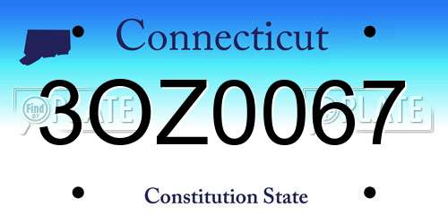 3OZ0067 Connecticut License Plate