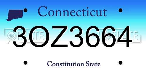 3OZ3664 Connecticut License Plate