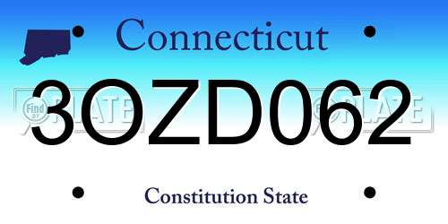 3OZD062 Connecticut License Plate