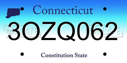 3OZQ062 Connecticut License Plate