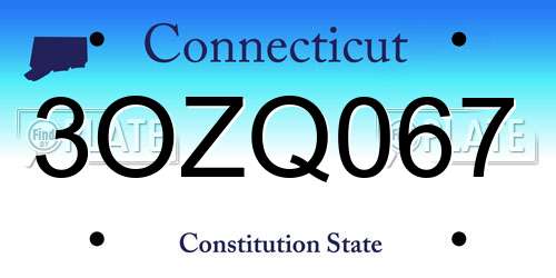 3OZQ067 Connecticut License Plate