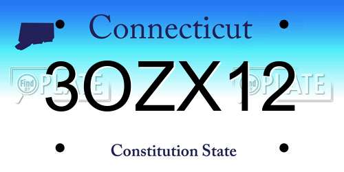 3OZX12 Connecticut License Plate