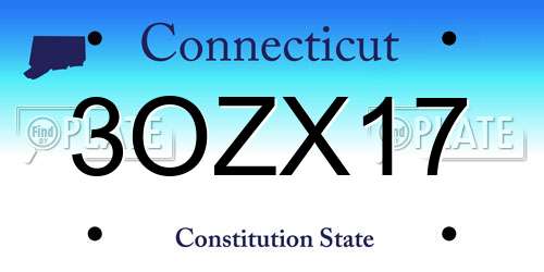 3OZX17 Connecticut License Plate