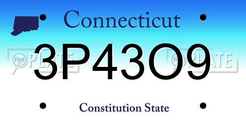 3P43O9 Connecticut License Plate