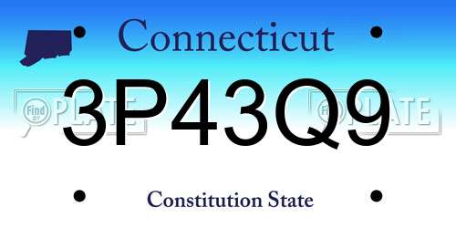 3P43Q9 Connecticut License Plate