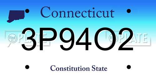 3P94O2 Connecticut License Plate