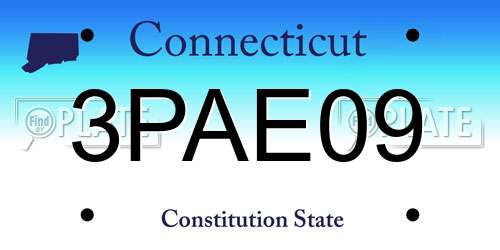 3PAE09 Connecticut License Plate