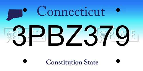 3PBZ379 Connecticut License Plate