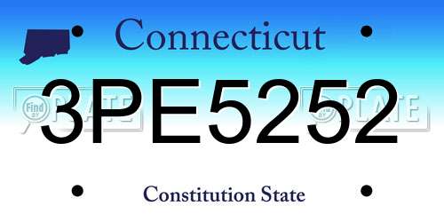 3PE5252 Connecticut License Plate