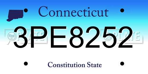 3PE8252 Connecticut License Plate
