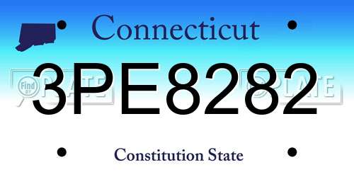 3PE8282 Connecticut License Plate