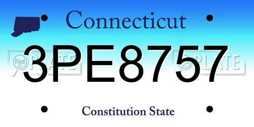3PE8757 Connecticut License Plate