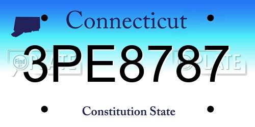 3PE8787 Connecticut License Plate