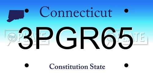 3PGR65 Connecticut License Plate