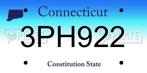 3PH922 Connecticut License Plate