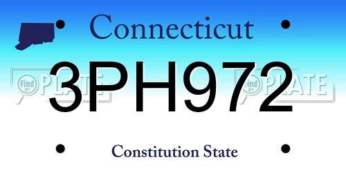 3PH972 Connecticut License Plate