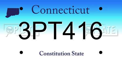 3PT416 Connecticut License Plate