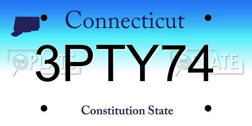 3PTY74 Connecticut License Plate